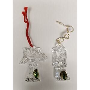 Waterford 2PC  Crystal Millennium 3" Angel GENEROSITY & HOPE Nativity Ornaments